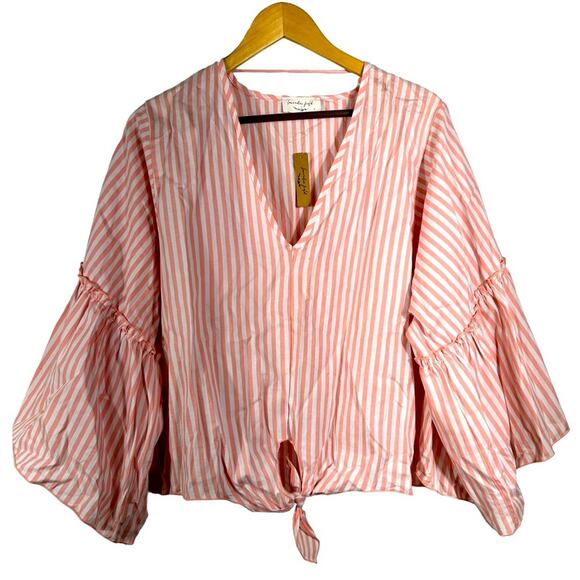 lavender field Tops - NWT Lavender Field Striped Tie Front Top Size Large
